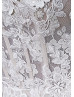Beaded Spaghetti Straps Ivory 3D Lace Tulle Slit Chic Wedding Dress